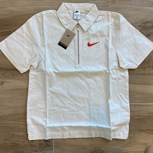 Men’s Nike Short Sleeve Canvas White Zip Shirt